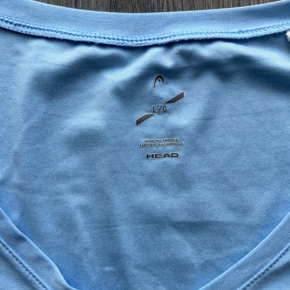 HEAD Baby Blue Sleeve V-neck Workout Tee Shirt - Picture 4 of 6